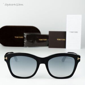 BRAND NEW Tom Ford Women Sunglasses Black Grad Smoke Silver Square FT0614/S 01C